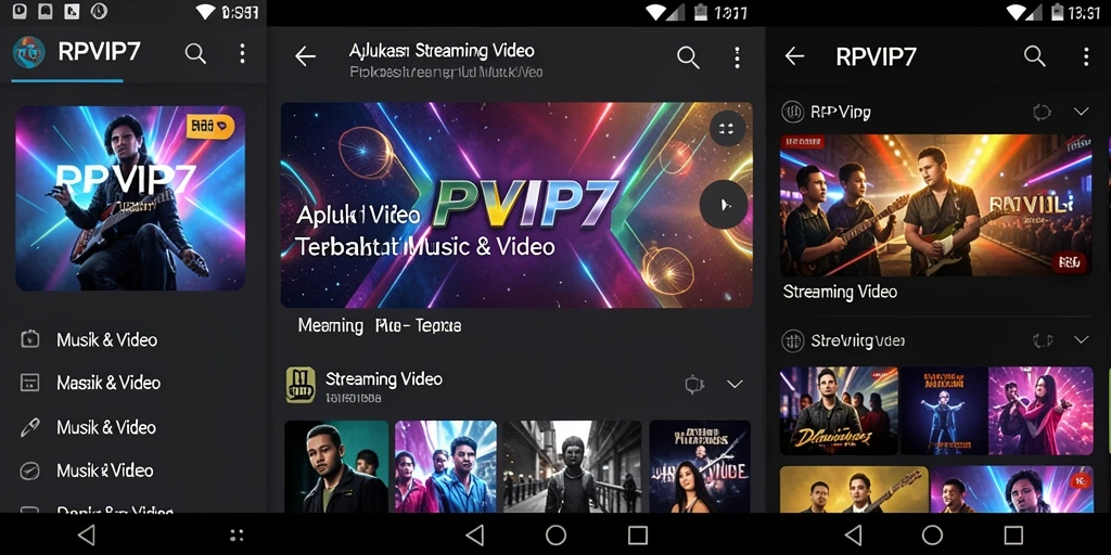 Antarmuka RPVIP7 menampilkan berbagai pilihan Streaming Video dengan jelas.